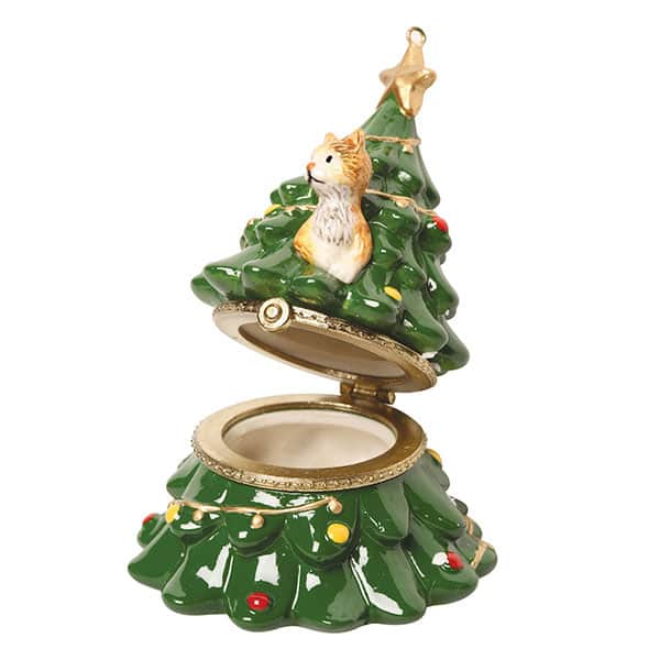 Porcelain Surprise Ornament - Cat in Tree