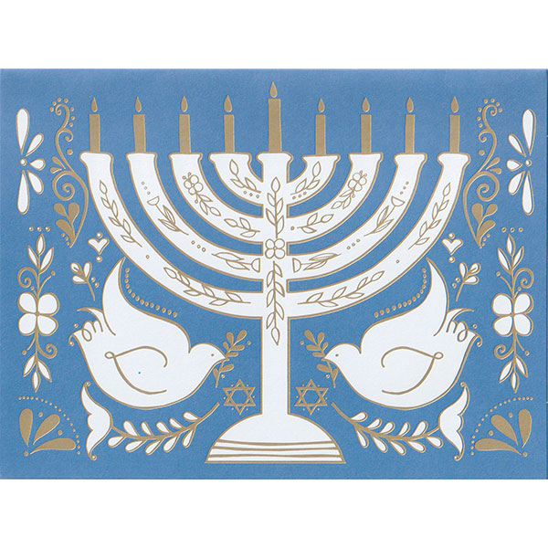 Hanukkah Menorah Large Embellished Notecards