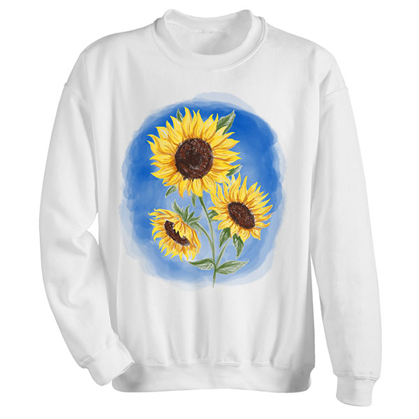 Sunflowers on White T-Shirt or Sweatshirt