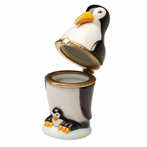 Porcelain Surprise Ornament - Penguin with Baby