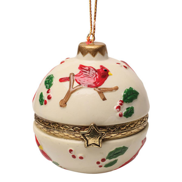 Product image for Porcelain Surprise Ornament - Cardinal Holly