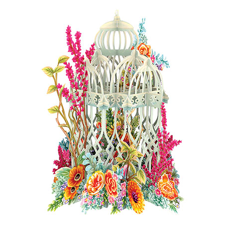 Green Birdhouse Bouquet 3-D Pop-Up Card