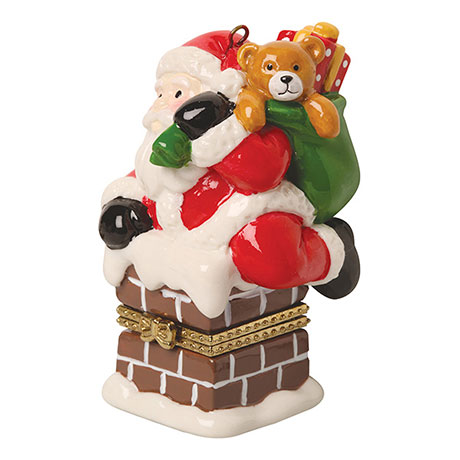Porcelain Surprise Ornament - Santa in Chimney Style 2