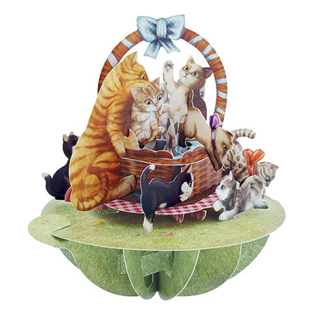 Kittens In A Basket Pirouettes 3-D Card
