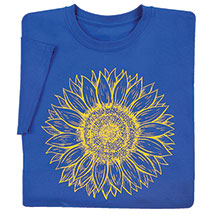 Alternate image Sunflower Drawing on Royal T-Shirt or Sweatshirt