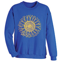 Alternate image Sunflower Drawing on Royal T-Shirt or Sweatshirt