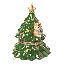 Porcelain Surprise Ornament - Cat in Tree