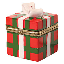 Alternate image Porcelain Surprise Ornament - Plaid Gift Box