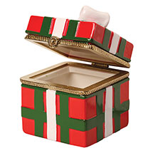 Alternate image for Porcelain Surprise Ornament - Plaid Gift Box