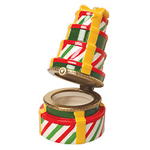 Alternate image for Porcelain Surprise Ornament - Stacked Presents Round