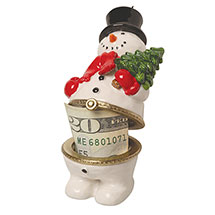 Alternate image Porcelain Surprise Ornament - Snowman with Tree