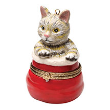 Alternate image for Porcelain Surprise Ornament - Tabby Kitten in Bag